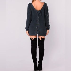 Lace Up Oversized Sweater • Size S